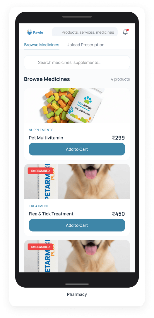 Pawle app — Pharmacy screen