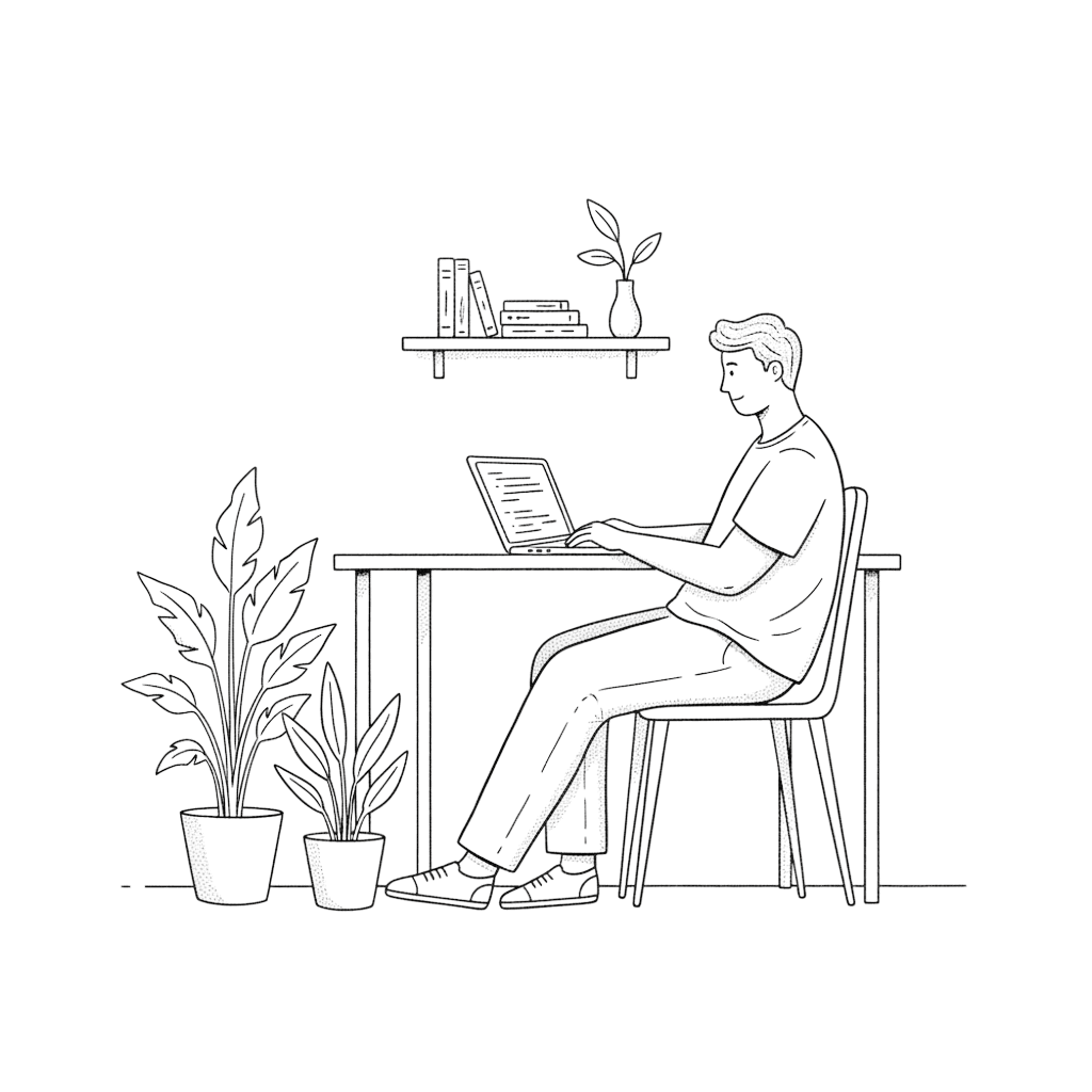 Illustration of a person designing at a desk